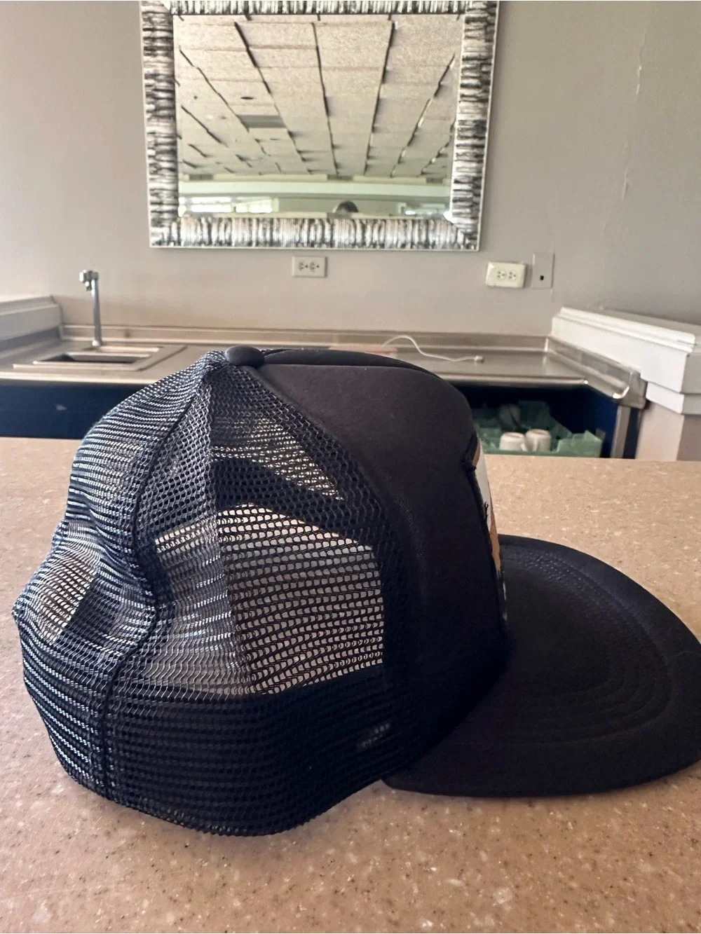 Kavu Black Hat with Mountain Patch